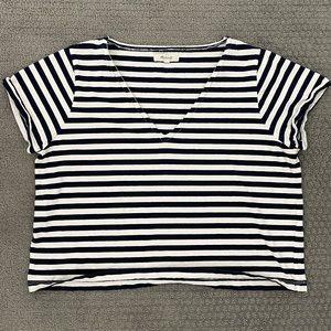 Madewell navy and blue striped crop top (size small)